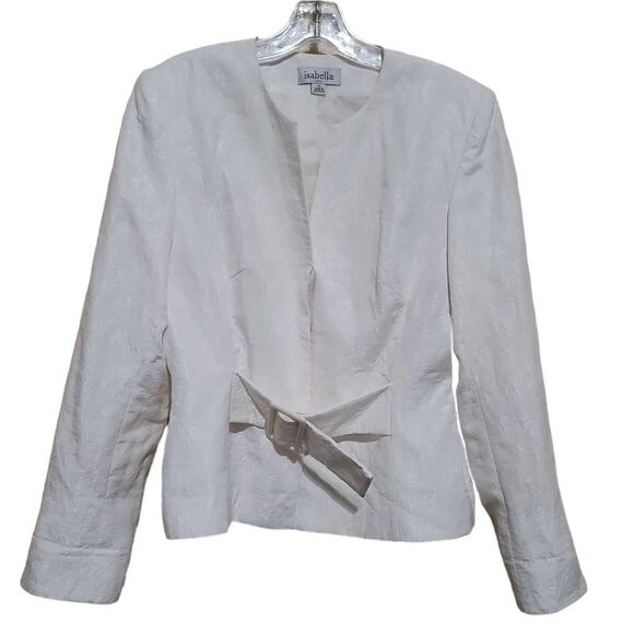 Isabella Suits Women's Cream Belted Jacket Sz 12 - Picture 3 of 6